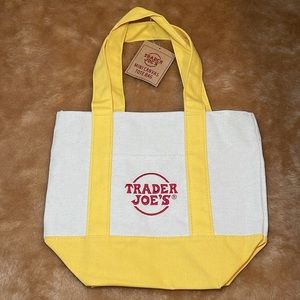 Trader Joe's Canvas Mini Tote Bag YELLOW